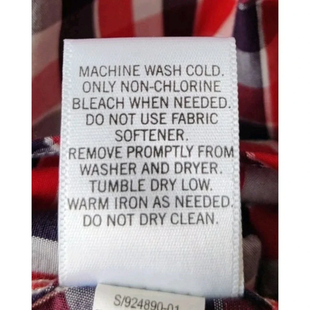 J Crew Mens Non‎ Iron Tailored Slim Button Up Red/Blue/White Check Long Sleeve M
